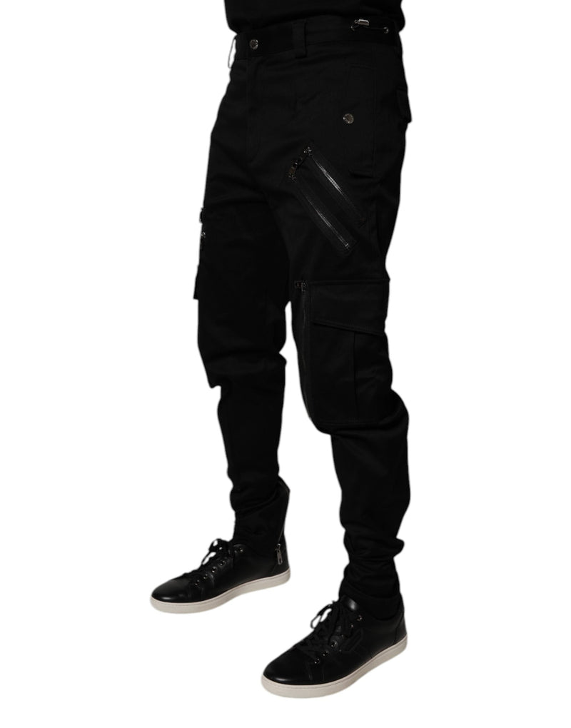 Black Cotton Cargo Tapered Pants Dolce & Gabbana