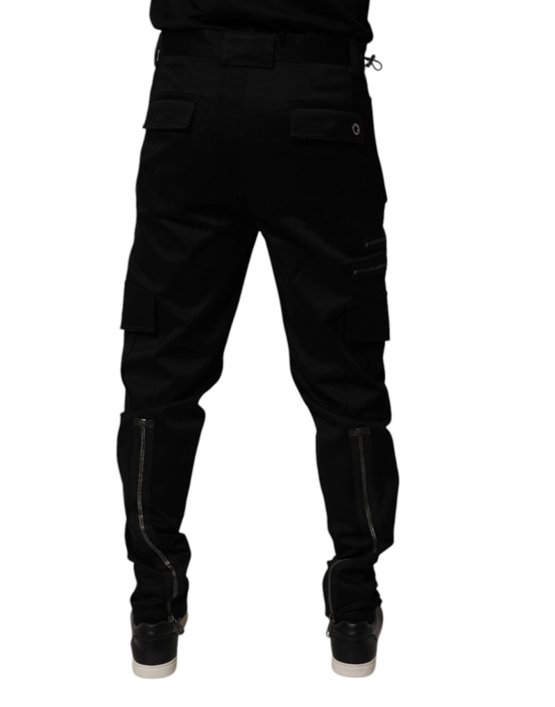 Black Cotton Cargo Tapered Pants Dolce & Gabbana