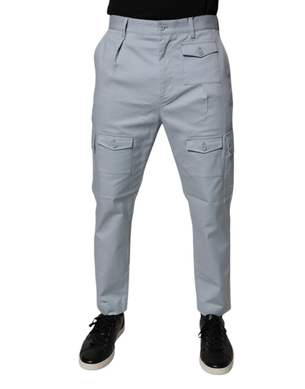 Light Blue Cotton Cargo Tapered Pants Dolce & Gabbana