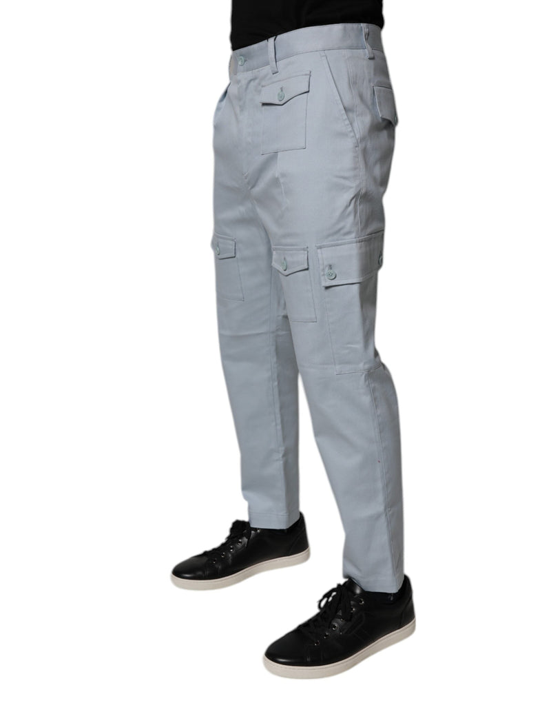 Light Blue Cotton Cargo Tapered Pants Dolce & Gabbana