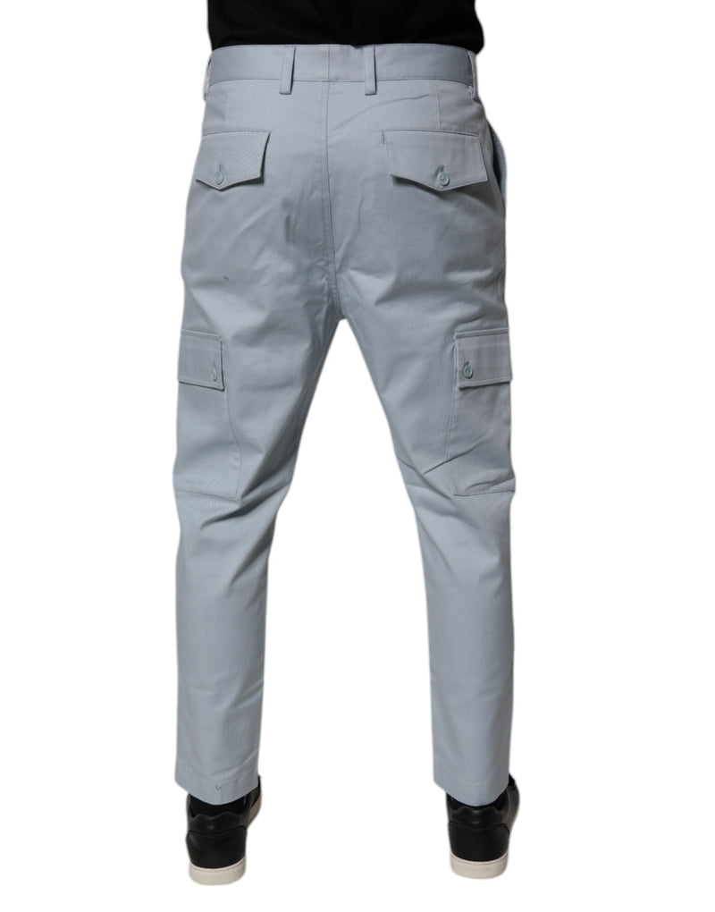 Light Blue Cotton Cargo Tapered Pants Dolce & Gabbana