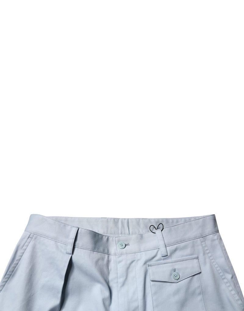 Light Blue Cotton Cargo Tapered Pants Dolce & Gabbana