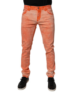 Orange Tie Dye Cotton Skinny Men Denim Jeans Dolce & Gabbana