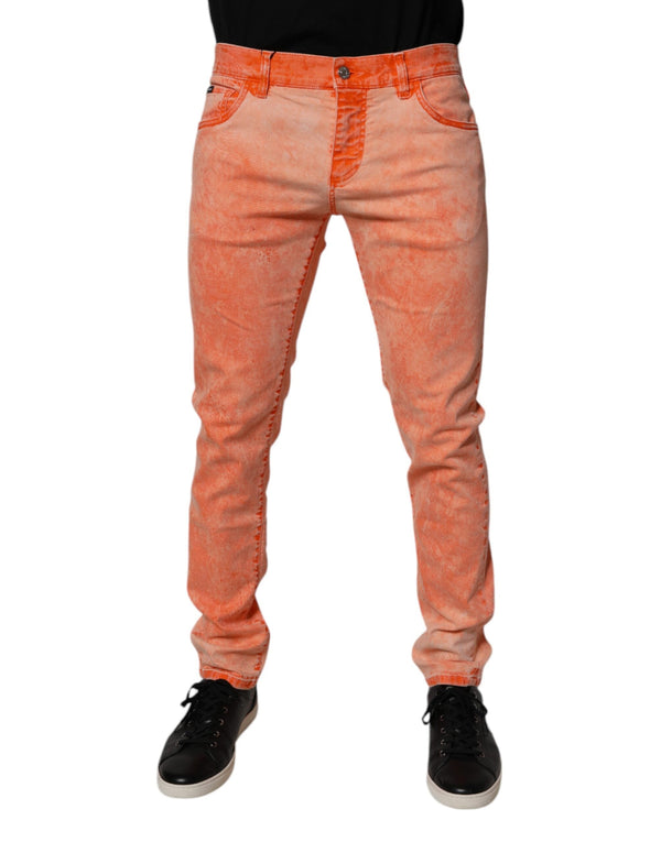Orange Tie Dye Cotton Skinny Men Denim Jeans Dolce & Gabbana