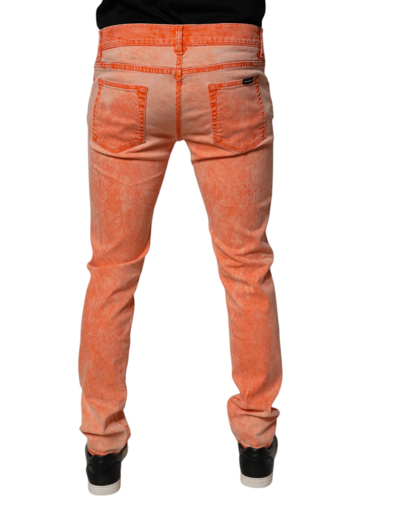 Orange Tie Dye Cotton Skinny Men Denim Jeans Dolce & Gabbana