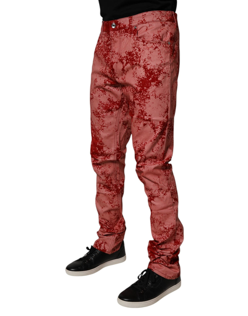 Red Tie Dye Cotton Skinny Men Denim Jeans Dolce & Gabbana