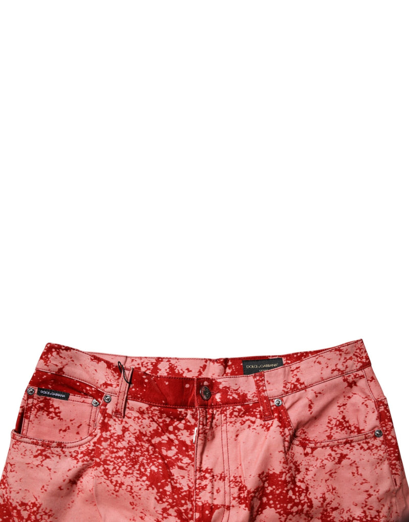 Red Tie Dye Cotton Skinny Men Denim Jeans Dolce & Gabbana