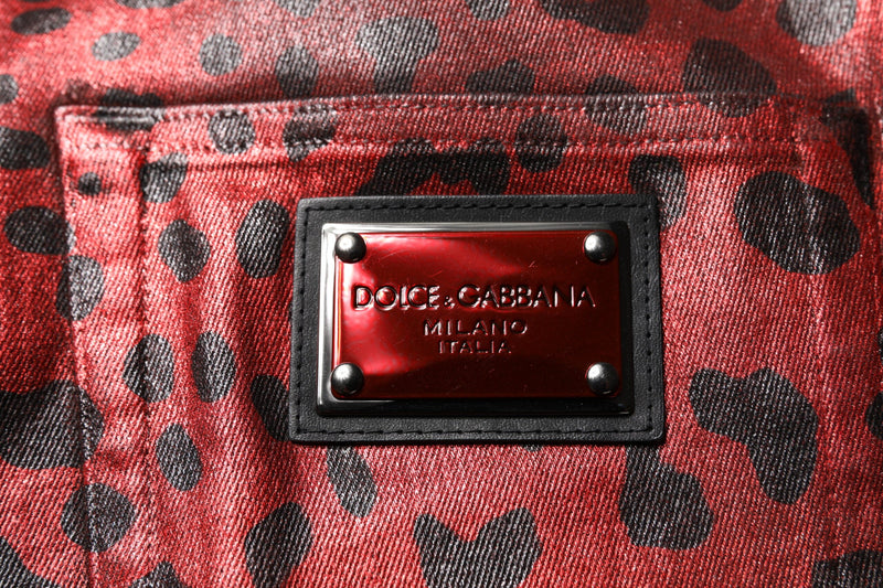 Red Leopard Cotton Straight Men Denim Jeans Dolce & Gabbana