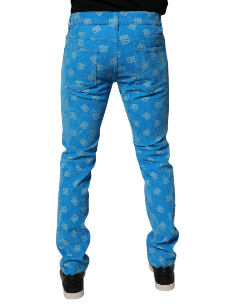 Blue Logo Monogram Cotton Skinny Denim Jeans Dolce & Gabbana