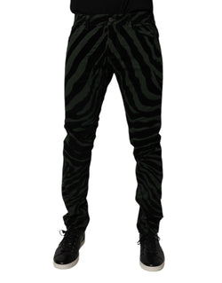 Black Green Stripes Cotton Skinny Denim Jeans Dolce & Gabbana