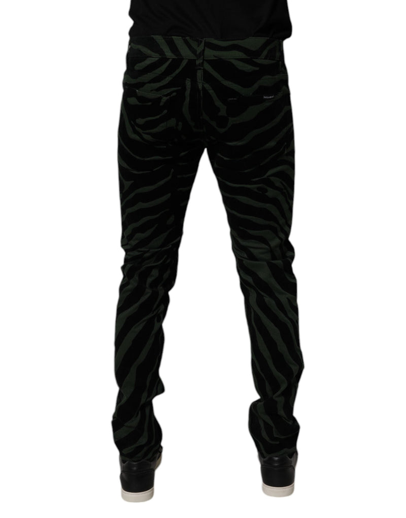 Black Green Stripes Cotton Skinny Denim Jeans Dolce & Gabbana