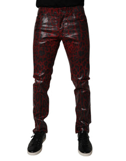 Red Leopard Cotton Skinny Men Denim Jeans Dolce & Gabbana