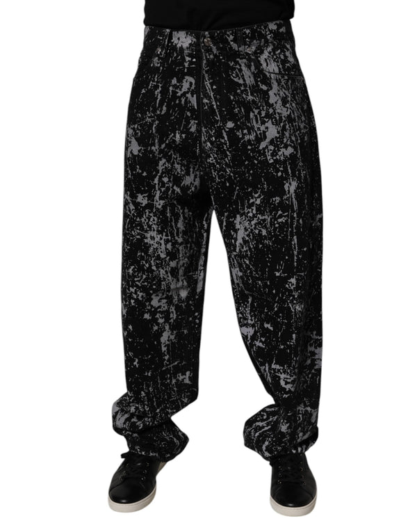 Black Tie Dye Cotton Straight Men Denim Jeans Dolce & Gabbana