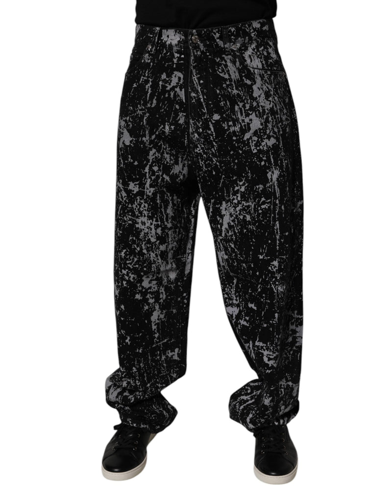 Black Tie Dye Cotton Straight Men Denim Jeans Dolce & Gabbana