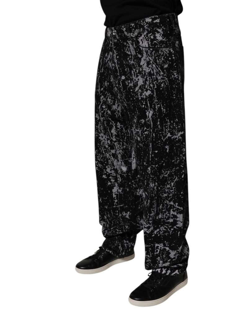 Black Tie Dye Cotton Straight Men Denim Jeans Dolce & Gabbana