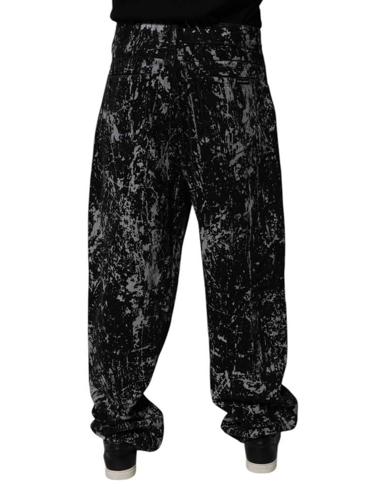 Black Tie Dye Cotton Straight Men Denim Jeans Dolce & Gabbana