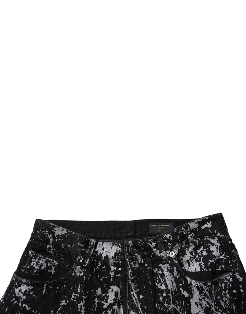 Black Tie Dye Cotton Straight Men Denim Jeans Dolce & Gabbana