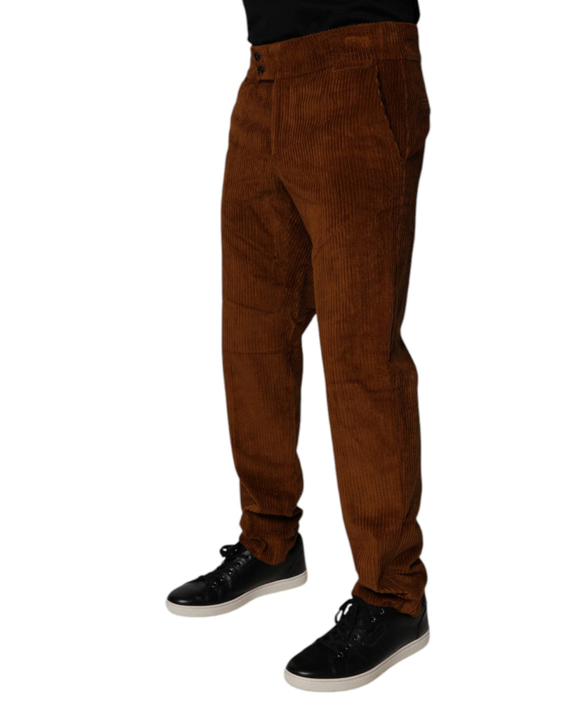 Dark Brown Corduroy Cotton Skinny Denim Jeans Dolce & Gabbana