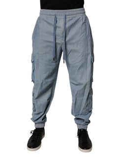 Light Blue Cotton Jogger Cargo Men Denim Pants Dolce & Gabbana