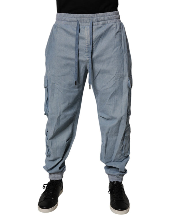 Light Blue Cotton Jogger Cargo Men Denim Pants Dolce & Gabbana