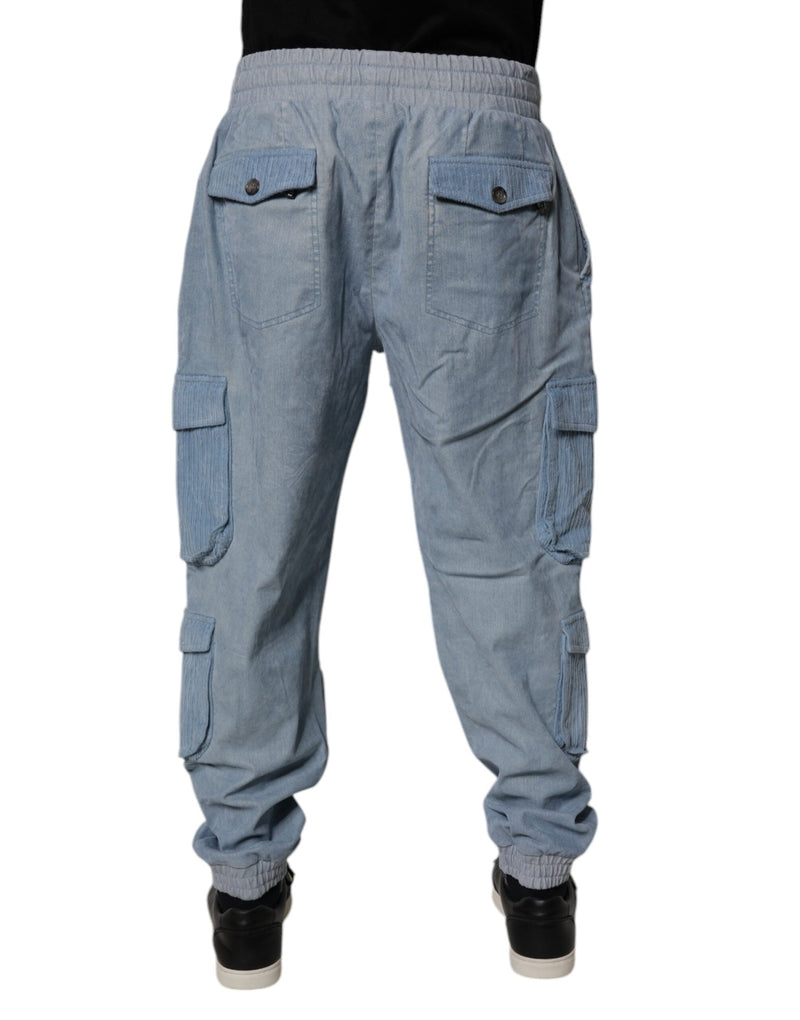 Light Blue Cotton Jogger Cargo Men Denim Pants Dolce & Gabbana