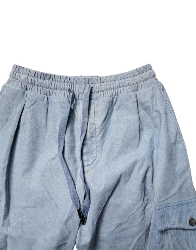 Light Blue Cotton Jogger Cargo Men Denim Pants Dolce & Gabbana