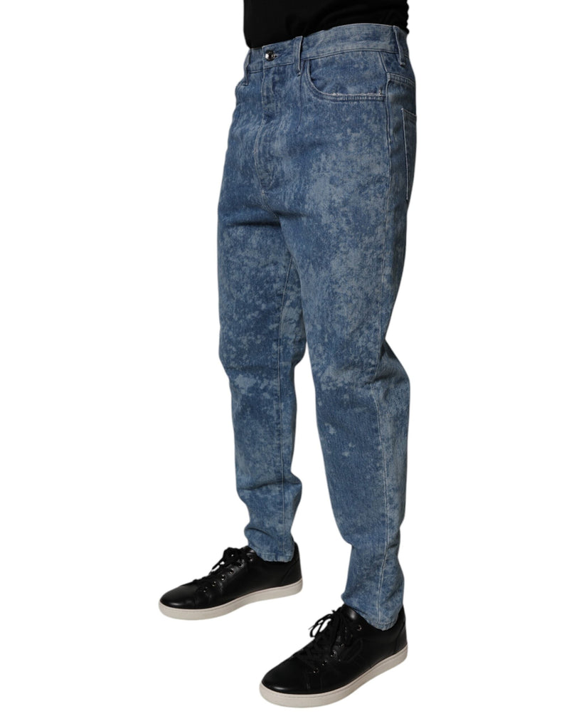Blue Tie Dye Cotton Skinny Men Denim Jeans Dolce & Gabbana