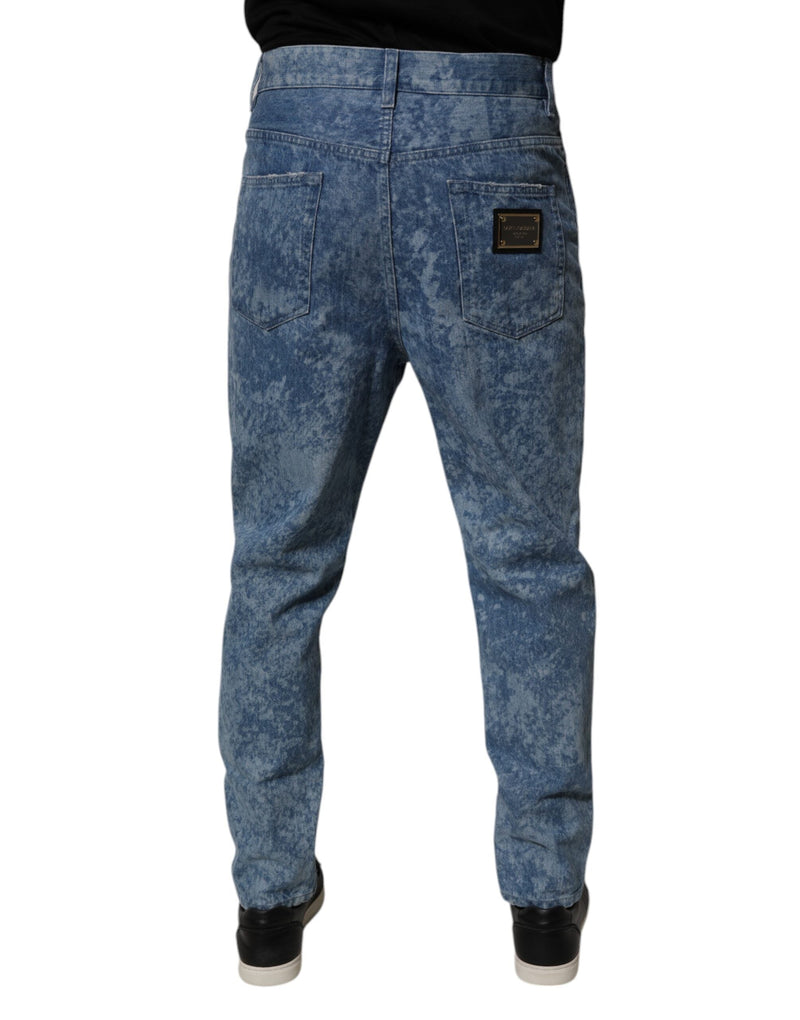 Blue Tie Dye Cotton Skinny Men Denim Jeans Dolce & Gabbana