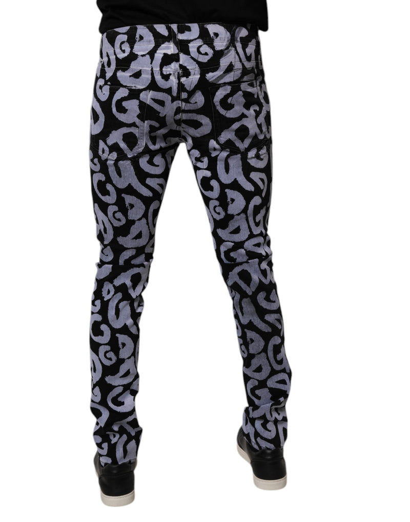 Black Logo Monogram Cotton Skinny Denim Jeans Dolce & Gabbana
