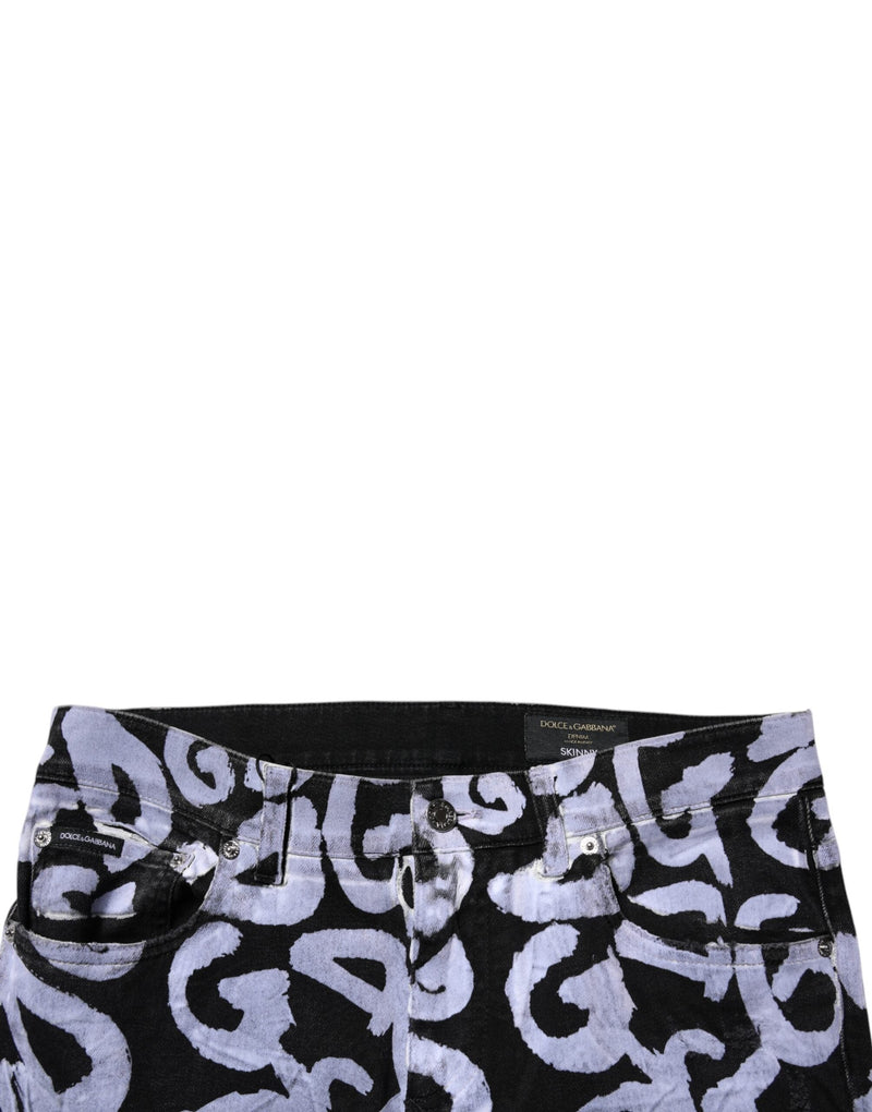 Black Logo Monogram Cotton Skinny Denim Jeans Dolce & Gabbana