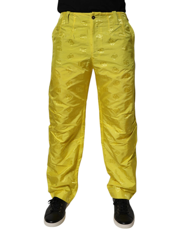 Yellow DG Monogram Polyester Straight Pants Dolce & Gabbana
