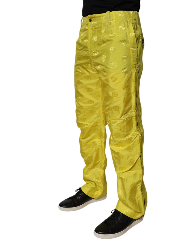 Yellow DG Monogram Polyester Straight Pants Dolce & Gabbana