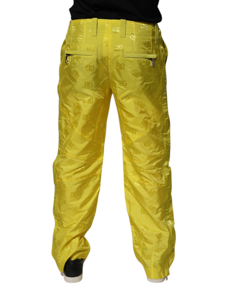 Yellow DG Monogram Polyester Straight Pants Dolce & Gabbana