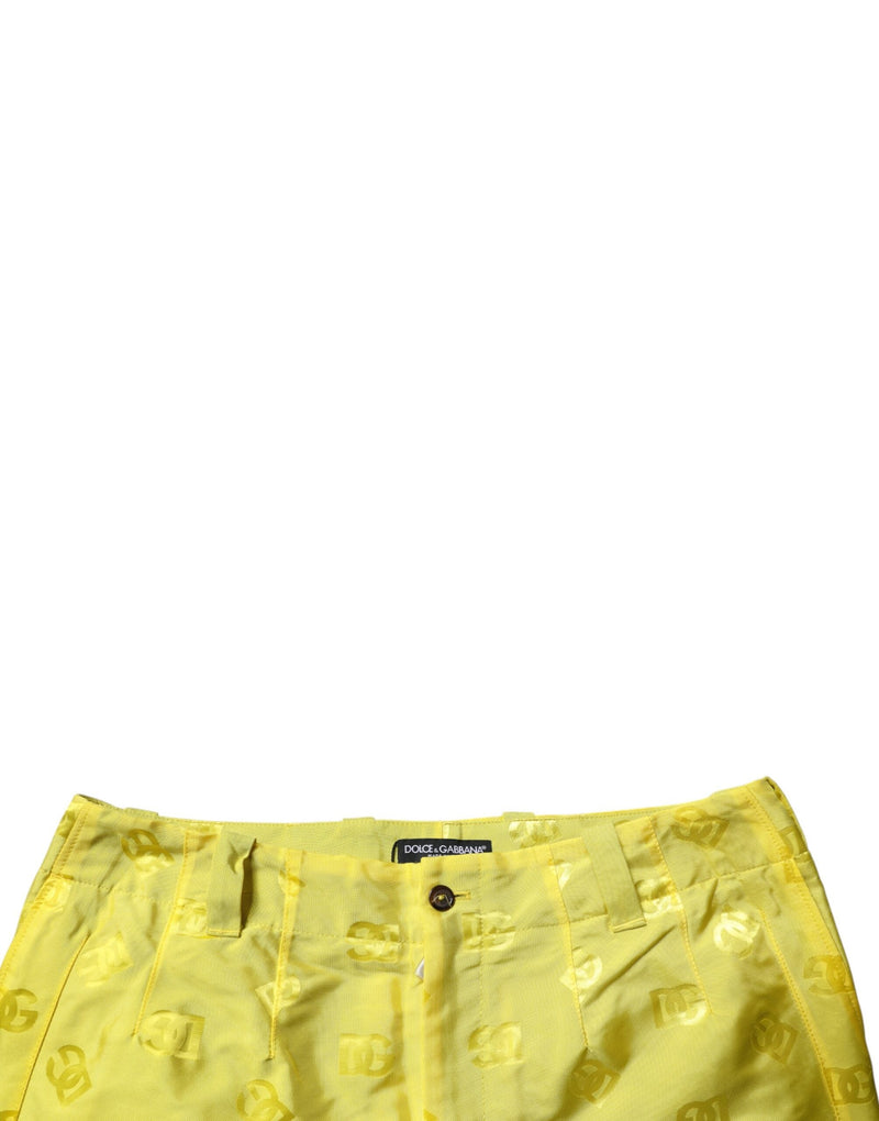 Yellow DG Monogram Polyester Straight Pants Dolce & Gabbana