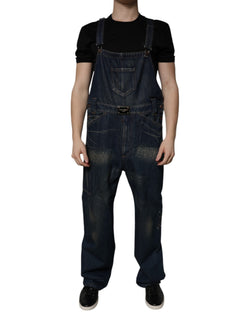 Dark Blue Cotton Men Jumpsuit Denim Jeans Dolce & Gabbana