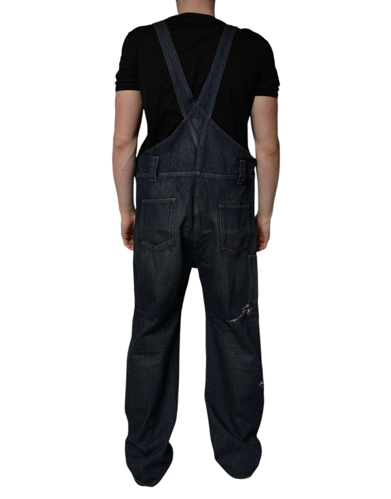 Dark Blue Cotton Men Jumpsuit Denim Jeans Dolce & Gabbana