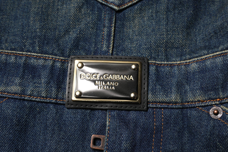 Dark Blue Cotton Men Jumpsuit Denim Jeans Dolce & Gabbana