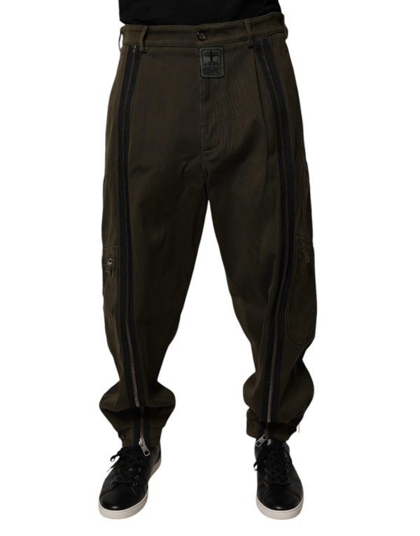 Dark Brown Cotton Jogger Cargo Pants Dolce & Gabbana