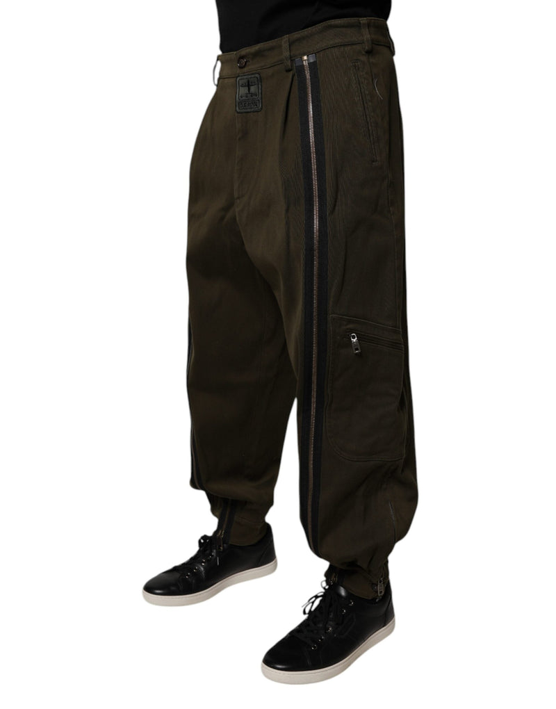 Dark Brown Cotton Jogger Cargo Pants Dolce & Gabbana