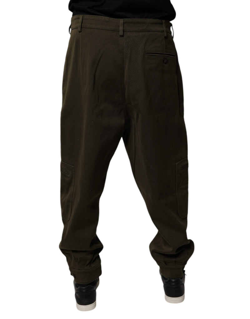 Dark Brown Cotton Jogger Cargo Pants Dolce & Gabbana