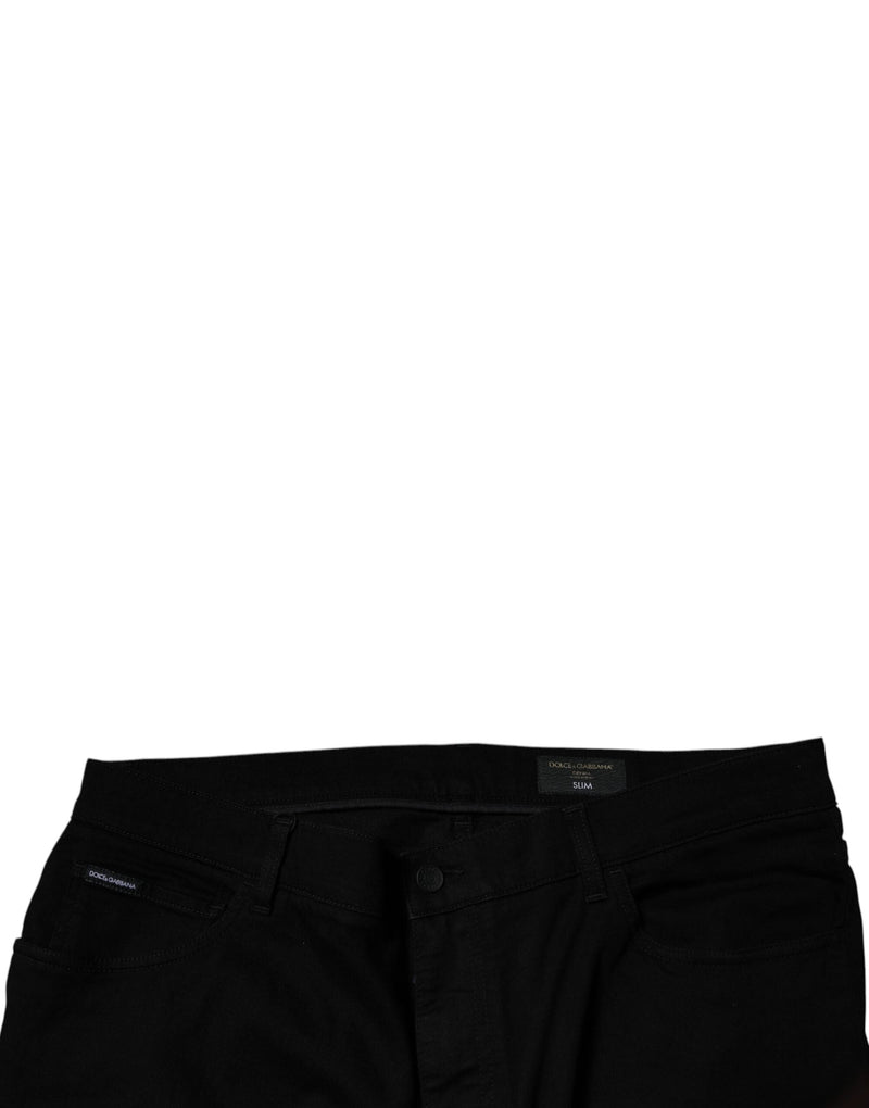 Black Cotton Stretch Slim Fit Denim Jeans Dolce & Gabbana