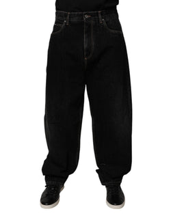 Black Cotton Mid Waist Wide Leg Denim Jeans Dolce & Gabbana
