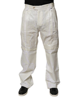 White Linen Mid Waist Straight Men Denim Jeans Dolce & Gabbana