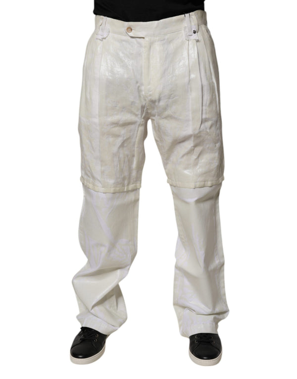 White Linen Mid Waist Straight Men Denim Jeans Dolce & Gabbana