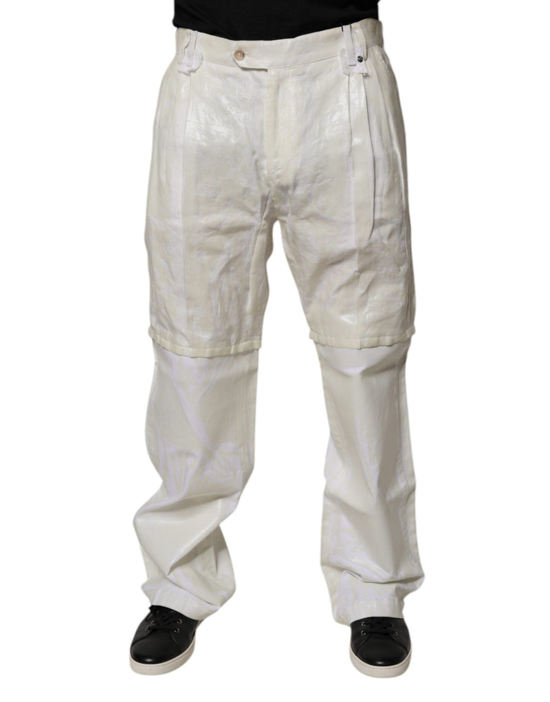 White Linen Mid Waist Straight Men Denim Jeans Dolce & Gabbana
