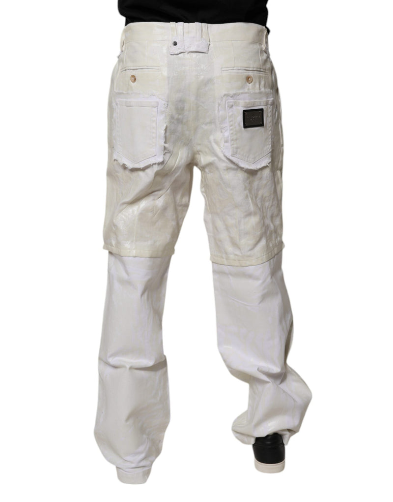 White Linen Mid Waist Straight Men Denim Jeans Dolce & Gabbana