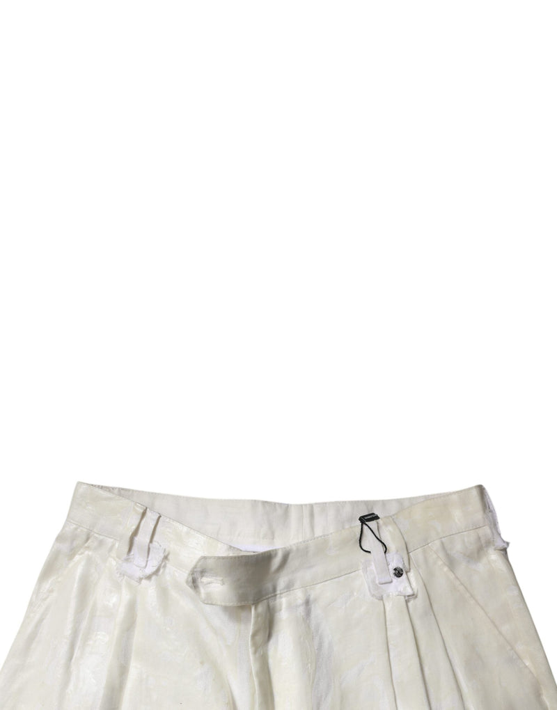 White Linen Mid Waist Straight Men Denim Jeans Dolce & Gabbana