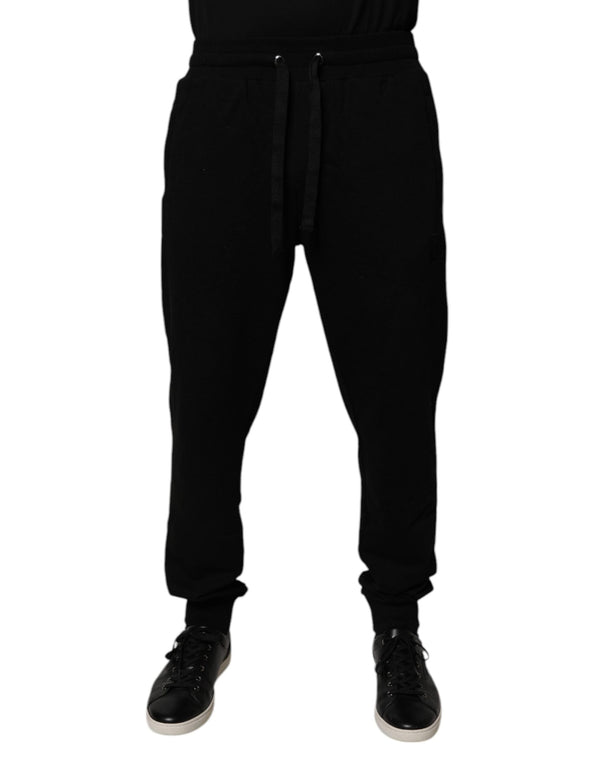 Black Cotton Mid Waist Jogger Sweatpants Pants Dolce & Gabbana