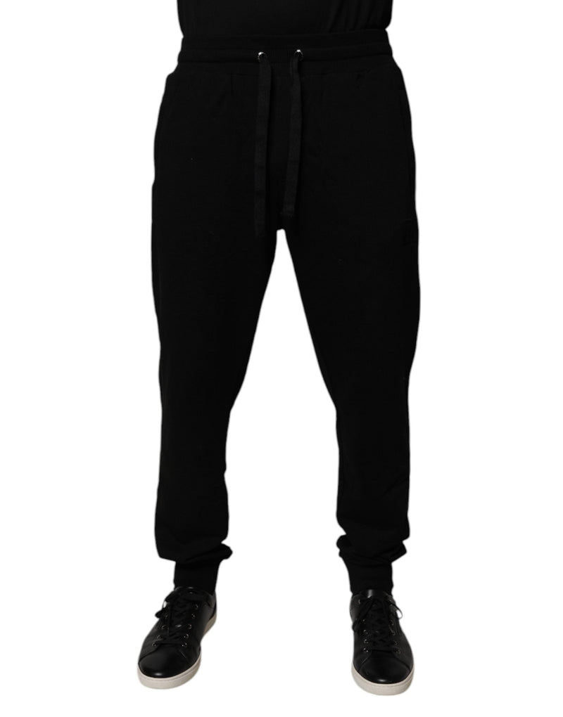Black Cotton Mid Waist Jogger Sweatpants Pants Dolce & Gabbana