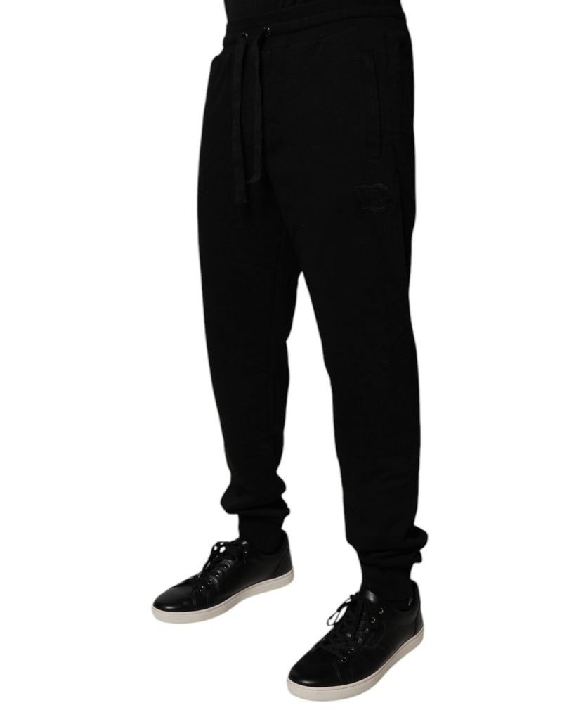 Black Cotton Mid Waist Jogger Sweatpants Pants Dolce & Gabbana